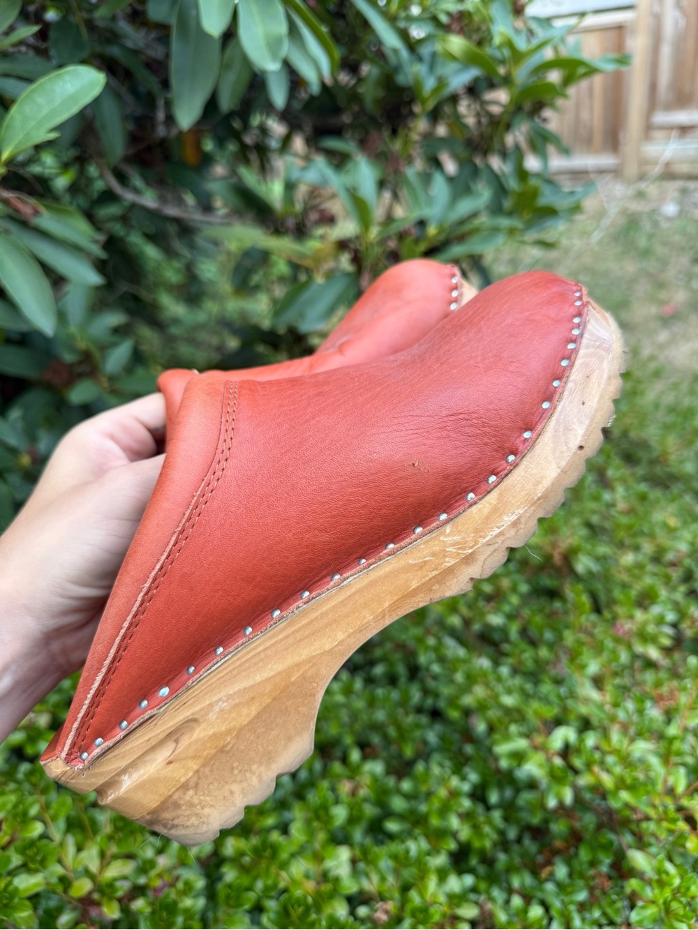 Women's Troentorp Red Leather Clogs - Slip-On Comfort
